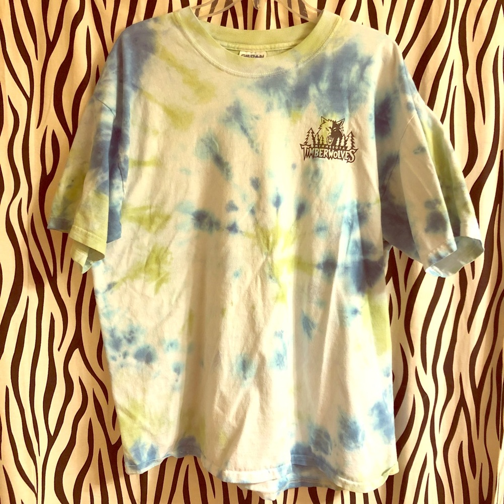 MN Timberwolves Tie-Dyed Shirt Vintage Logo